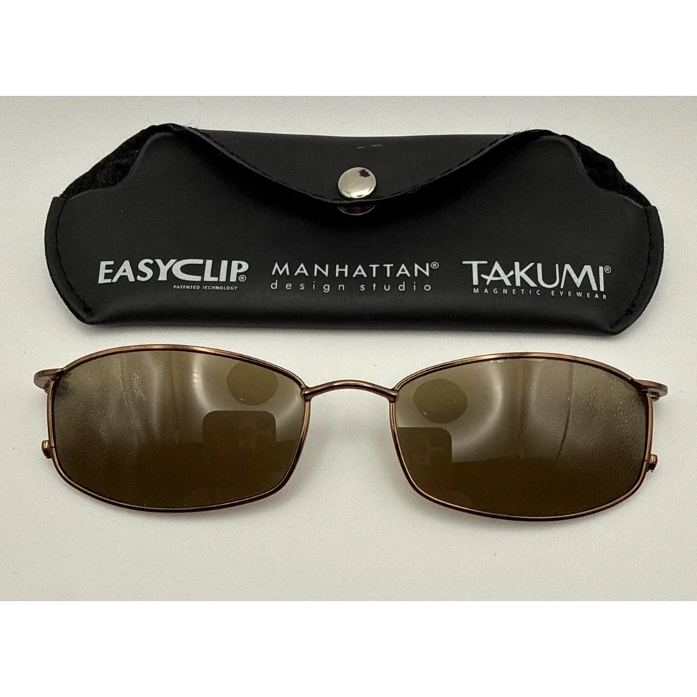 Easyclip Sunglasses Clip EC341 10 Brown Polarized- with case- ship next day!